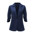 kamemir 2024 Summer Linen Blazer Women 3/4 Solid Color Stretchy Ruched
