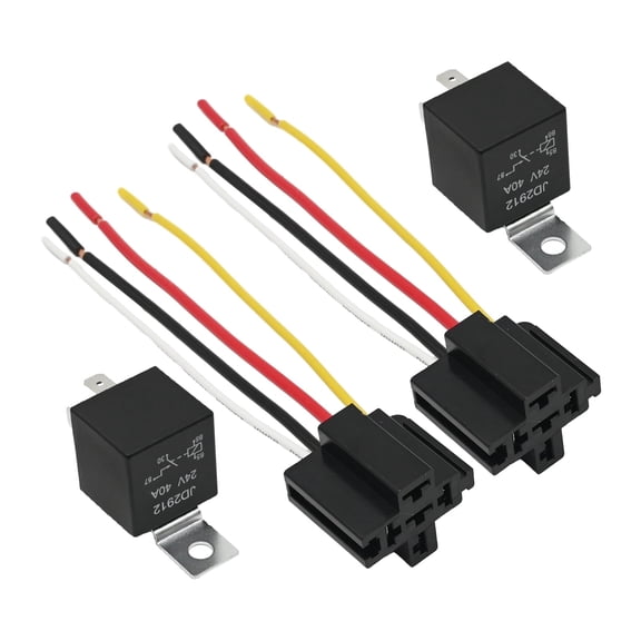 Anxingo JD2912 24V 40A 4PIN Relay with Harness and Socket Plug Color-Labeled Wires for Automotive Truck Van Motorcycle Boat-2Pack
