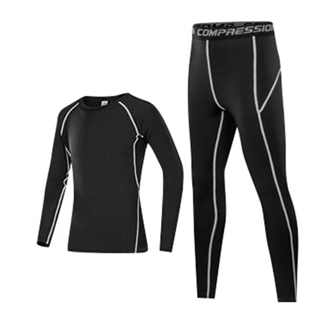 Rinsvye Boys Girls Base Layer Set Boys athletic Compression Leggings and Boys Easter Outfit Shirts Thermal Set Kids Clothes Winter Boys Running Pants Tights