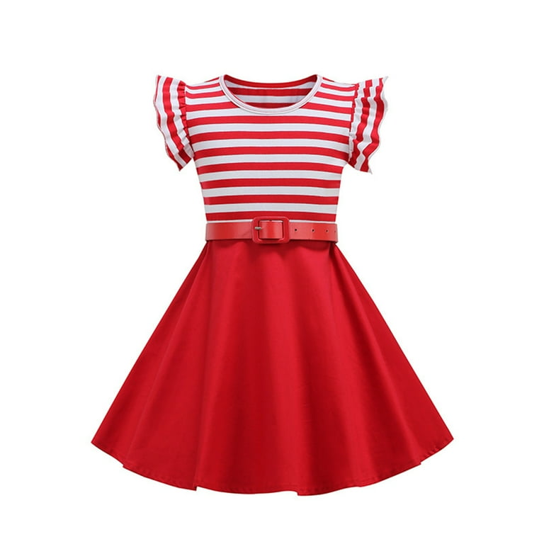 open lace back dress Red 1940s Lapel Vertical Stripes Dress main image 1