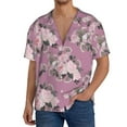 thumbnail image 3 of Vsdgher Rose Flowers Print Men's Wrinkle Free Untucked Cuban Shirt Business Casual Button Down Shirts Short Sleeve Shirt, 3 of 7