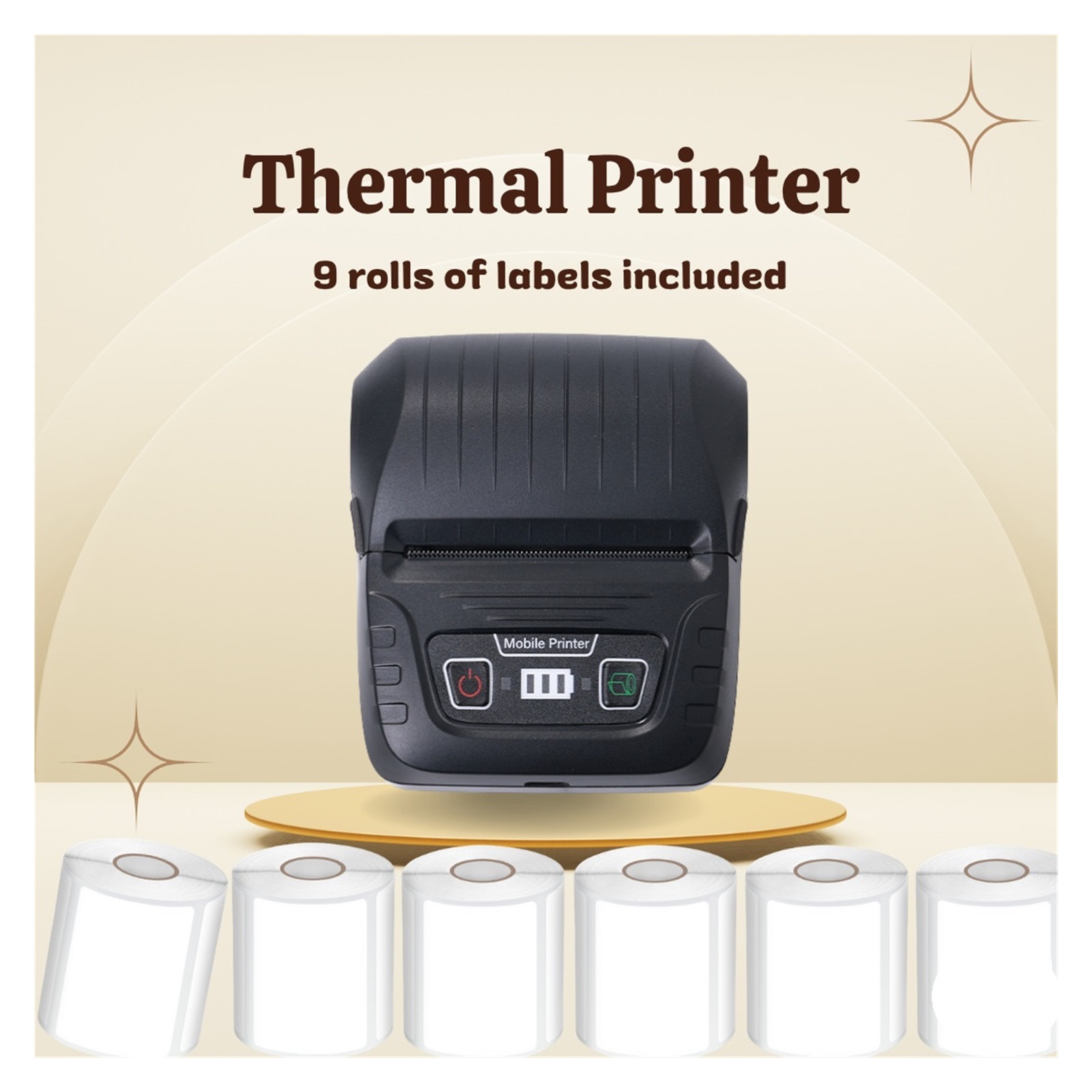 Thermal Label Printer Include 9 Rolls Label Portable Label Maker for Product,Address, Small Business