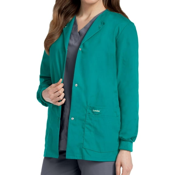 Landau Women's Snap Front Warm-up Scrub Jacket, Style 7525