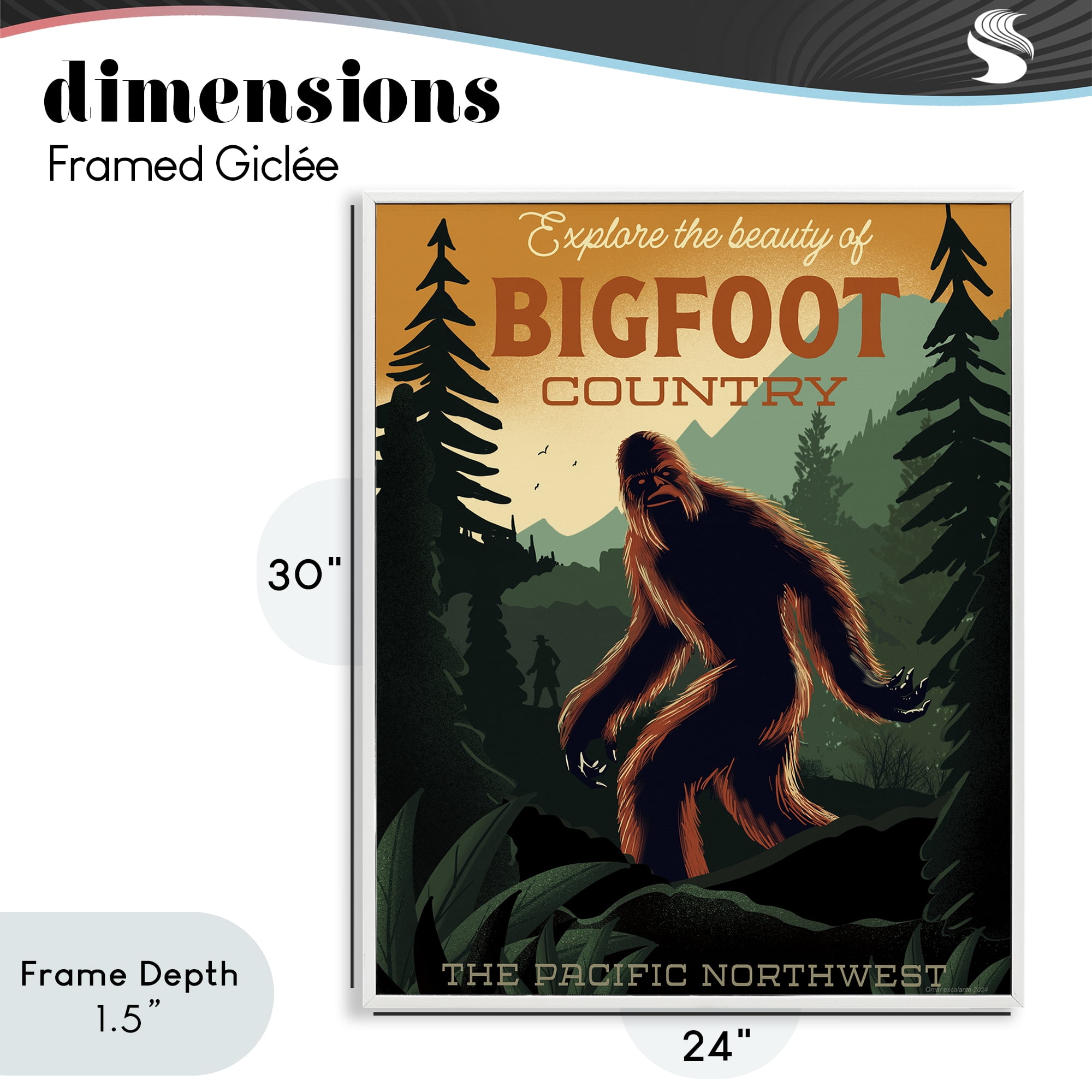 Stupell Industries Cryptid Tourism Wildlife White Framed Giclee Art, design by Omar Escalante