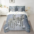 thumbnail image 2 of Zebra 7 Piece Comforter Set Full Bed in a Bag,Sliver Sequin Fluid Art Bedding Set,Crystal Diamond Comforter and Sheet Set Animal Bed Set,Black And White Stripes Room Decor, 2 of 5