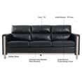 thumbnail image 3 of PU Leather 3 Seater Sofa,79.5" Mid Century Modern Upholstered Sofa Couch with 2 Side Storage Pockets,for Living Room,PU Black, 3 of 7
