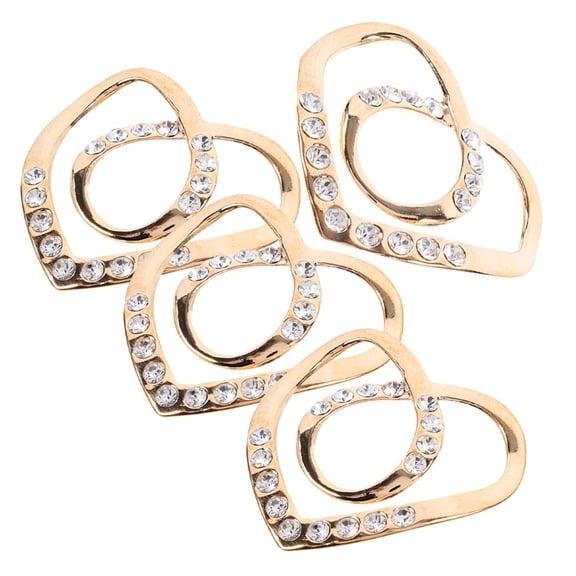 WHAMVOX 4pcs Clothing Ring Holder for Summer Tops Anti-Slip Scarf Buckle Rings Zinc Alloy T-Shirts Scarf Decoration Clip Rhinestone Clips for Girls