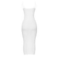 thumbnail image 7 of VSSSJ Women's Summer Spaghetti Straps Sexy Slim Maxi Dresses Color Blocking Ribbed Sleeveless Square Neck Party Bodycon Long Dress White S, 7 of 7
