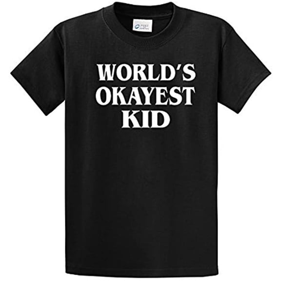 World's Okayest Kid T Shirt Funny Youth Short Sleeve T-shirt-Black-yl