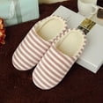thumbnail image 5 of JeashCHAT Stripe Fuzzy Slippers for Women Men, Soft Plush Comfy Slip On House Slippers Warm Soft Soled Indoor Floor Cotton Slipper for Home Hotel Bedroom, 5 of 9
