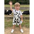 thumbnail image 4 of RUINIXCW Western Toddler Baby Girl Cowgirl Outfit Boy Cowboy Outfits Summer Cow Print Overalls Shorts Sleeveless Adjustable Strap Pockets Bib Overalls Suspender Shorts Romper Jumpsuit, 4 of 9