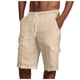 thumbnail image 2 of Pantalones cortos cargo informales para hombre - Diseño con cordón y múltiples bolsillos - Mezcla de lino ligera - Para la playa y el deporte, 2 of 5