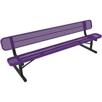 Coated Outdoor Furniture Heavy-Duty Portable Outdoor Bench Thermoplastic Coated, Punched Steel, Commercial-Grade Seating, Made in America (Portable with Back, 8 Ft, Purple)