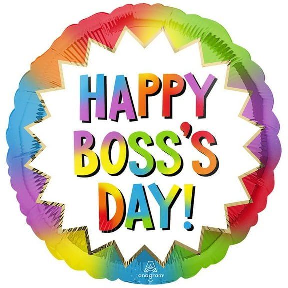 17 inch Colorful Boss's Day Burst Anagram Foil Mylar Balloon - Party Supplies Decorations