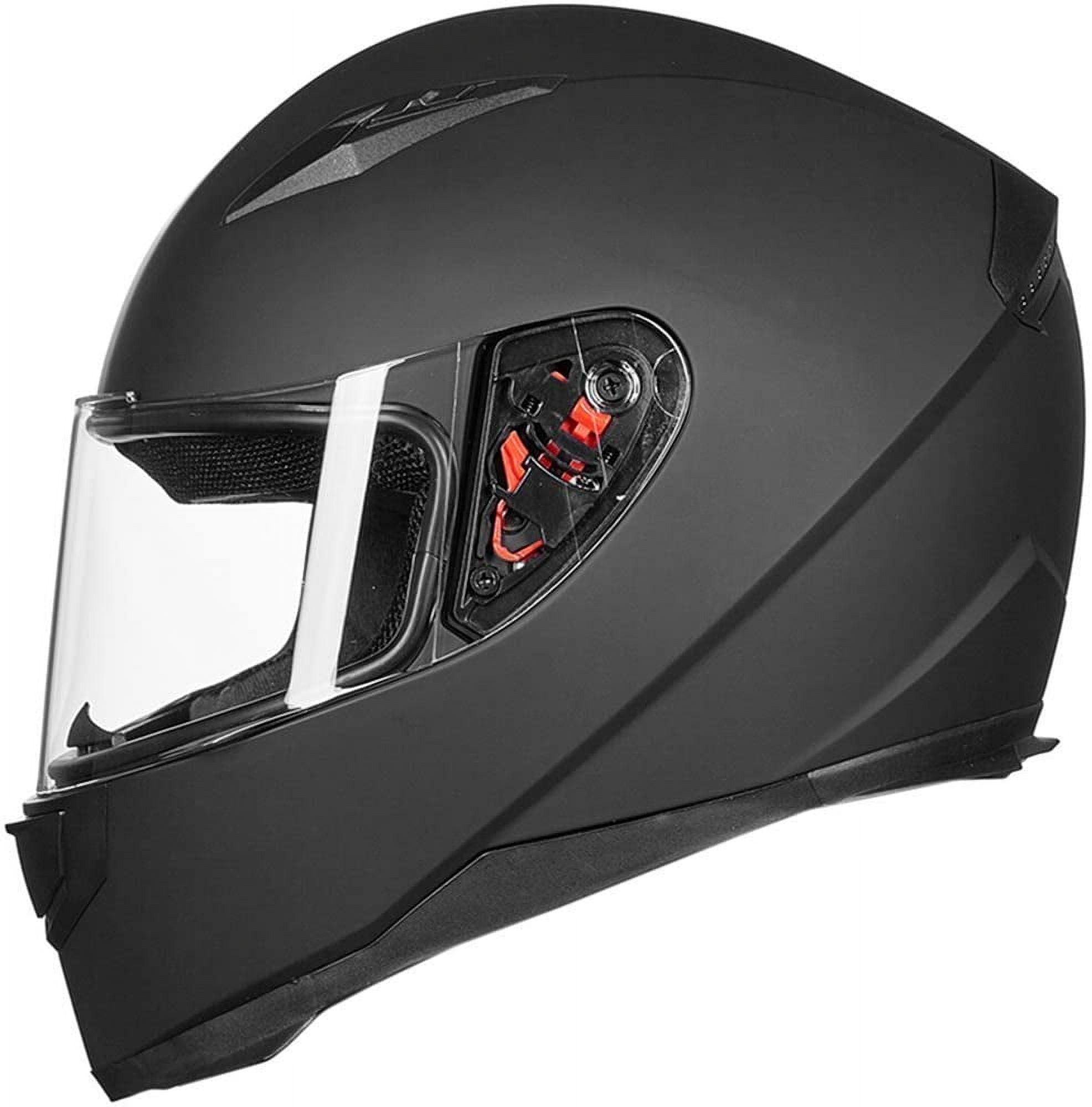 ILM Full Face Motorcycle Street Bike Helmet w/ Removable Winter Neck Scarf + 2 Visors DOT (L, Matte Black)