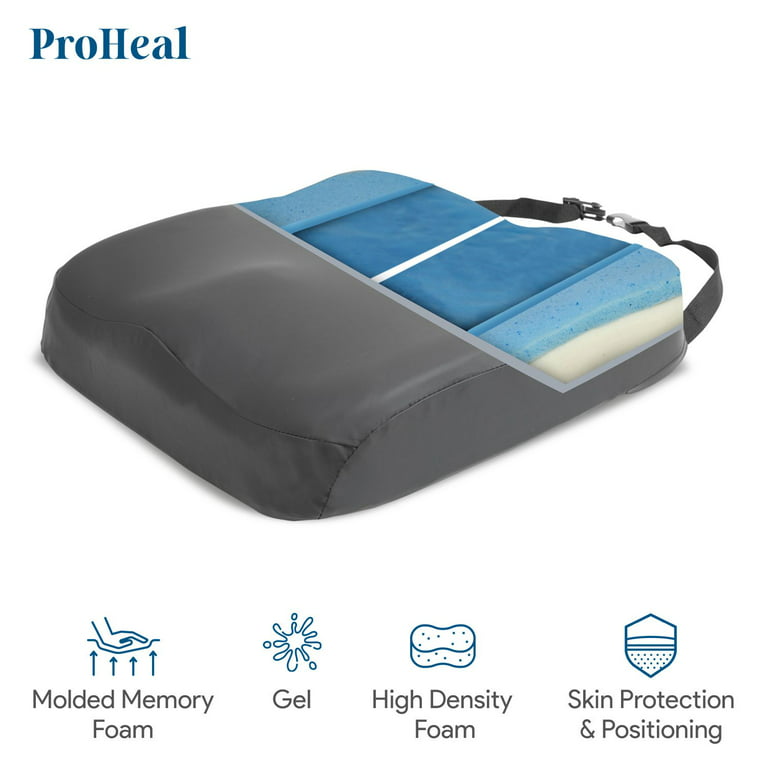 Proheal Bariatric Wheelchair Seat Cushion with Gel Infused Memory Foam -  28x20x3