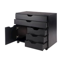 FurniFact Black Office Storage Cabinet With Drawers, Storage Cabinet On Wheels