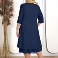 thumbnail image 4 of Uootdi Robes Grande Taille pour Femmes Col Rond Manches 3/4 Robes Brodées Élégantes Robes Midi Formelles Tenue de Fête Cadeau, 4 of 9