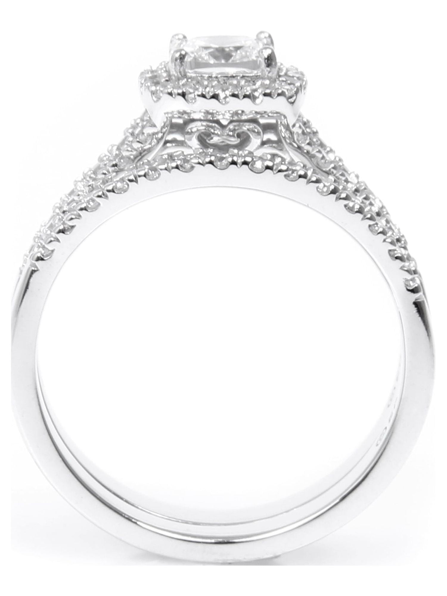 Brilliance Fine Jewelry Cushion Cut Simulated Diamond Engagement Ring Set in Sterling Silver