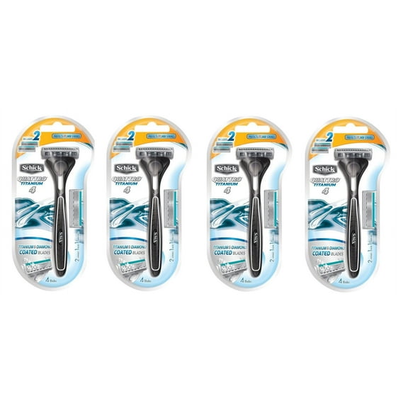 Schick Quattro Razor & Cartridges, Titanium Coated Blades, 1 Razor, 2 Cartridges (Pack of 4)   3 Count Eyebrow Trimmer