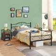 thumbnail image 2 of VECELO 3-piece Bedroom Set, Metal Bed Frame and 2 Brown Nightstands, Twin Size, 2 of 8