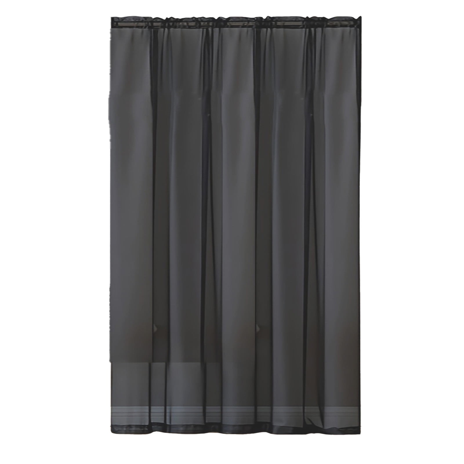 Basic Rod Pocket Sheer Voile Window Curtain Panels, Single-Panel, Kitchen Bedroom Children Living Room Yard (Black)
