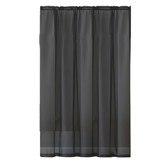 Hiroekza Sheer Curtain Panels 51 Inch Long - Semi Sheer Curtains - Polyester Gauze Curtains with Rod Pocket Design for Living Room Bedroom, 1 Panel, 51 x 39 Inch Black
