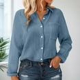 thumbnail image 2 of Bibifish Womens Shirts Casual Solid Color Button Down Chiffon Blouse Tops Oversized Long Sleeve Fall Casual Workout Ladies Shirts Outfits, 2 of 5