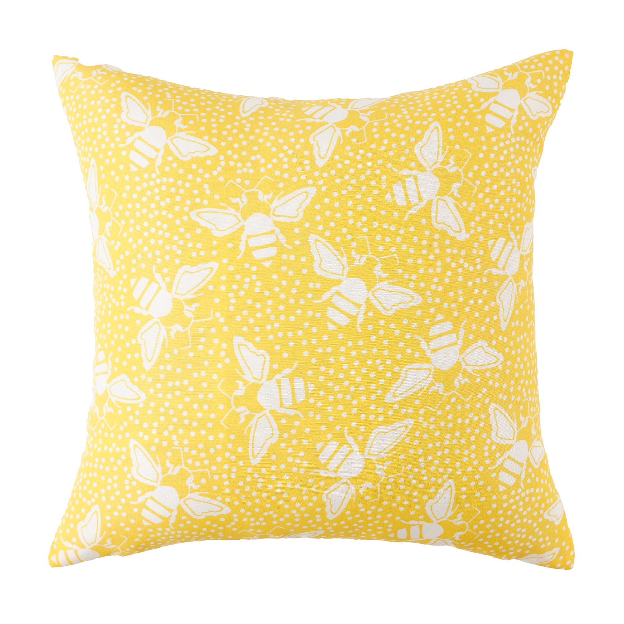 Mainstays Bee Kind Reversible Outdoor Throw Pillow, 2-Pack, 16 in, Yellow