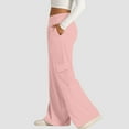 thumbnail image 5 of ManxiVoo Women's Casual Drawstring Waist Wide Leg Pants with Pockets Comfortable Soft Lounge Athletic Trousers S Size Pink, 5 of 7