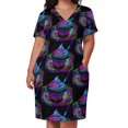 thumbnail image 3 of Vestido de noche con bolsillos sueltos y diseño de cupcakes de Blacklight, vestidos de novia para mujer, falda de verano para mujer, 3 of 7