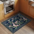 thumbnail image 2 of 2x3 Ft Entryway Area Rug, Navy Blue Flowers Kitchen Rug Runner Washable Floor Mat, Spring Floral Elegant Pastoral Botanical Non Slip Indoor Door Mat Throw Carpet for Bathroom Living Room Bedroom, 2 of 8