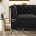 thumbnail image 4 of Velvet Chesterfield Sofa, 3-Seat Sofa with Gold Metal Legs, 82" Futon Tufted Sofa with Removable Cushion, Accent Arm Sofa Furniture  for Living Room, Office, Bedroom, Apartment, Black, 4 of 6