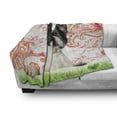 thumbnail image 3 of Dog Lover Soft Flannel Fleece Blanket, Happy Pet Animal on Swirls and Curlicues Backdrop Vintage Elements Detailed Motif, Cozy Plush for Indoor and Outdoor Use, 70" x 90", Multicolor, by Ambesonne, 3 of 6