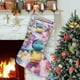thumbnail image 1 of Bearbrick Tema: Calcetines de Navidad, fino lino blanco para colgar en escaleras y chimenea, decoración navideña para el hogar, regalo de Navidad. 45cm × 32cm, 1 of 5