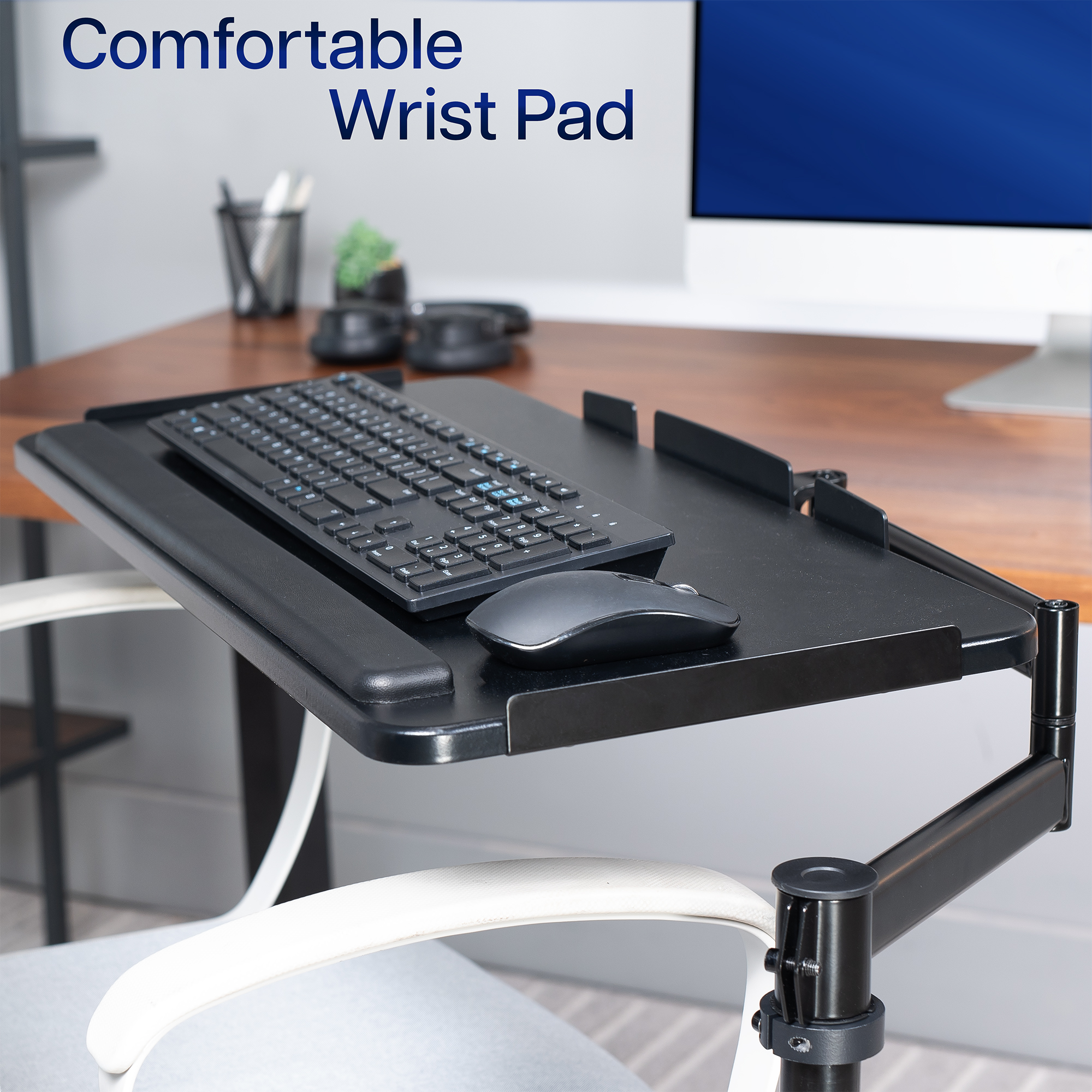 VIVO Premium Office Chair Mounted 26" x 12" Full Motion Keyboard and Mouse Tray