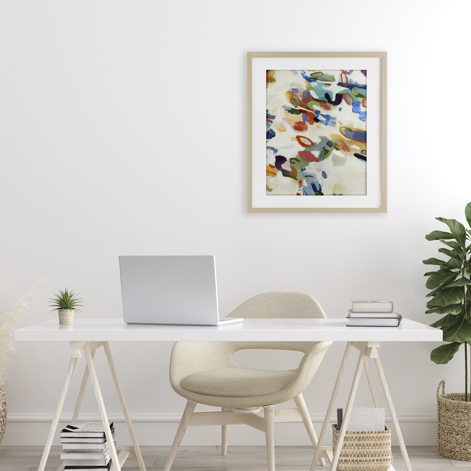 Stupell Industries Multihued Expressive Abstract Birch Framed Print Under Glass, design by Lisa Ridgers