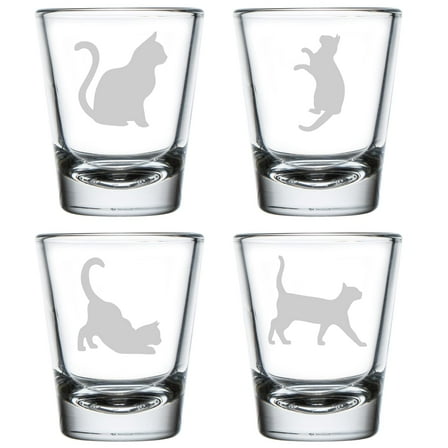 Set of 4 Shot Glasses 1.75oz Shot Glass Gift Cat Collection