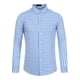 thumbnail image 1 of Camisa a cuadros para hombre, ajuste regular, con botones, manga larga, vestido, camisas a cuadros azul claro blanco M, 1 of 6