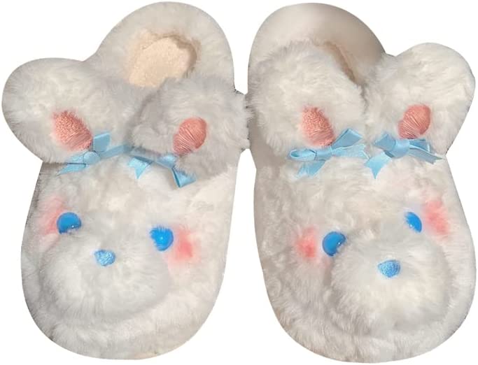 PIKADINGNIS Fuzzy Slippers Women Warm Fluffy Bunny Slippers Kawaii Rabbit Slippers for Women