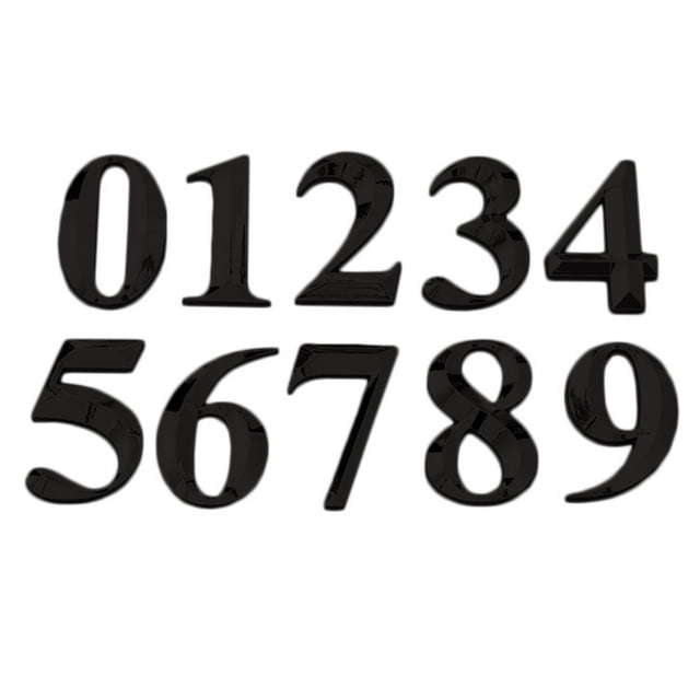 10pcs 5cm Number Sign Modern Plaque Number House Hotel Door Address Digits Sticker Plate Sign (0-9,1pc for Each Number, Black)