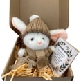thumbnail image 3 of Easter Gift Easter Bunny Stuffed Animal, Mini Bunny Hugs Plush Toy with Knit Hat and Inspiring Message, Mini Bunny Hugs in Boxes, Cute Easter Gift for Kids, 3 of 4