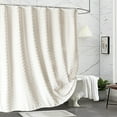 thumbnail image 4 of Cortina de ducha, 72 x 72, con borlas texturizadas, bonita cortina de ducha rústica vintage para baño, juego de cortina de ducha de tela minimalista con ganchos, 4 of 5