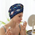 thumbnail image 3 of Yiaed Planets and Stars Print Hair Cap with Button,Coral Fleece Hair Towel Wrap for Women Wet Hair,Quick Dry Turban for Wet Hair Long Thick Hair, 3 of 5