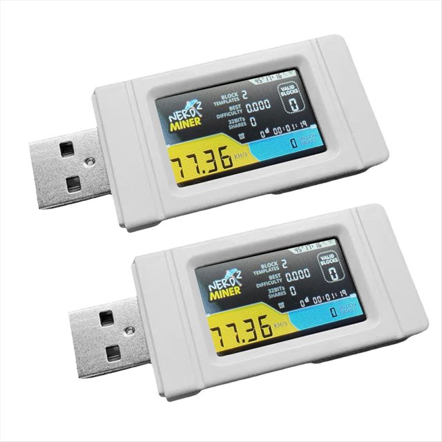 2 Piezas Nerdminer USB Miner 77KH/S BTC Solo Lottery Mining Miner con Pantalla A Color Mini Bitcoin BTC Miner Nerd Miner