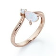 thumbnail image 4 of JeenMata Milgrain Border - 1 Carat Pear Cut Genuine Opal and Moissanite - V Shaped Double Stone Engagement Ring - 18K Rose Gold Plating over Silver, 4 of 7