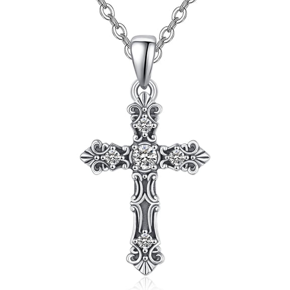 925 Sterling Silver Vintage Cross Necklace for Women Women's Cross Necklace with Cubic Zirconia Jewelry Gifts