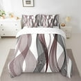 thumbnail image 2 of Erosebridal Chic Geometric Bedding Sets Queen Size, Maroon Stripes Comforter Sets with Sheets, Abstract Decor, Reversible 7pcs, 2 of 5