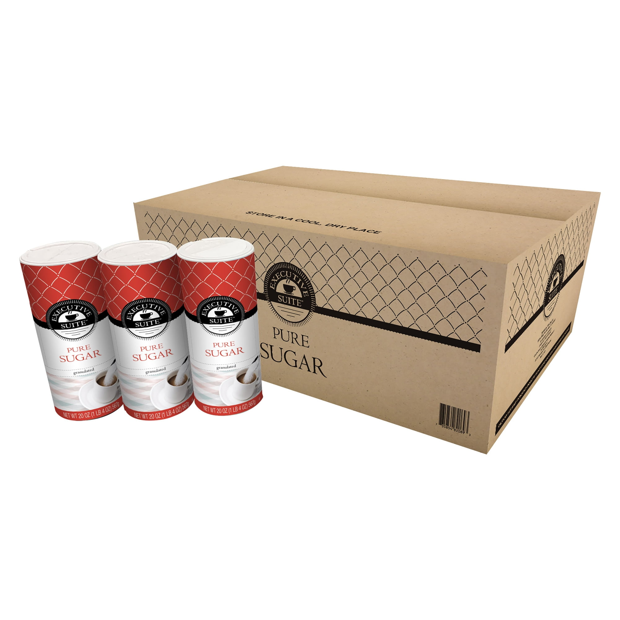 Executive Suite Pure Sugar, 20 Oz Canister, 3 Per Pack, Case Of 8 Packs (24 in Total)