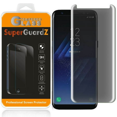 For Samsung Galaxy S8 - SuperGuardZ 3D Curved [Full Cover] Privacy Anti-Spy Tempered Glass Screen Protector [Anti-Scratch, Anti-Bubble] + 4-in-1 LED Stylus Pen